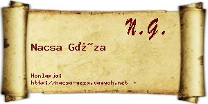 Nacsa Géza névjegykártya